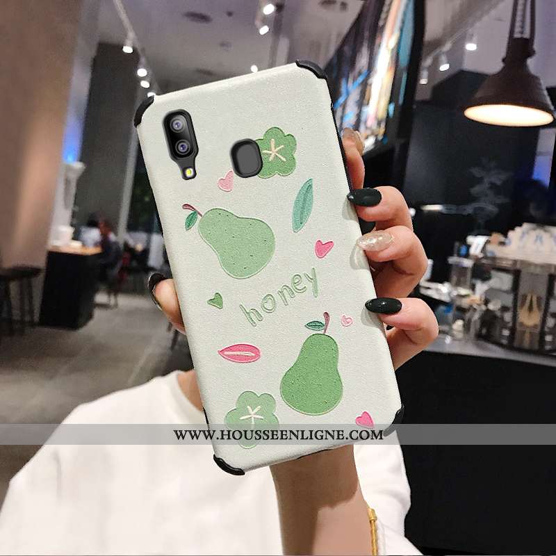 Housse Samsung Galaxy A40 Silicone Protection Délavé En Daim Difficile Étoile Tendance Coque Verte