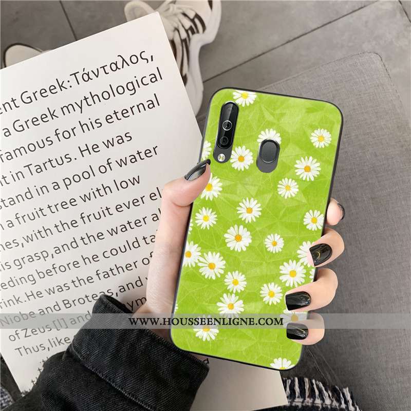 Housse Samsung Galaxy A40s Modèle Fleurie Étui Vert Coque Étoile Téléphone Portable Fleurs Verte