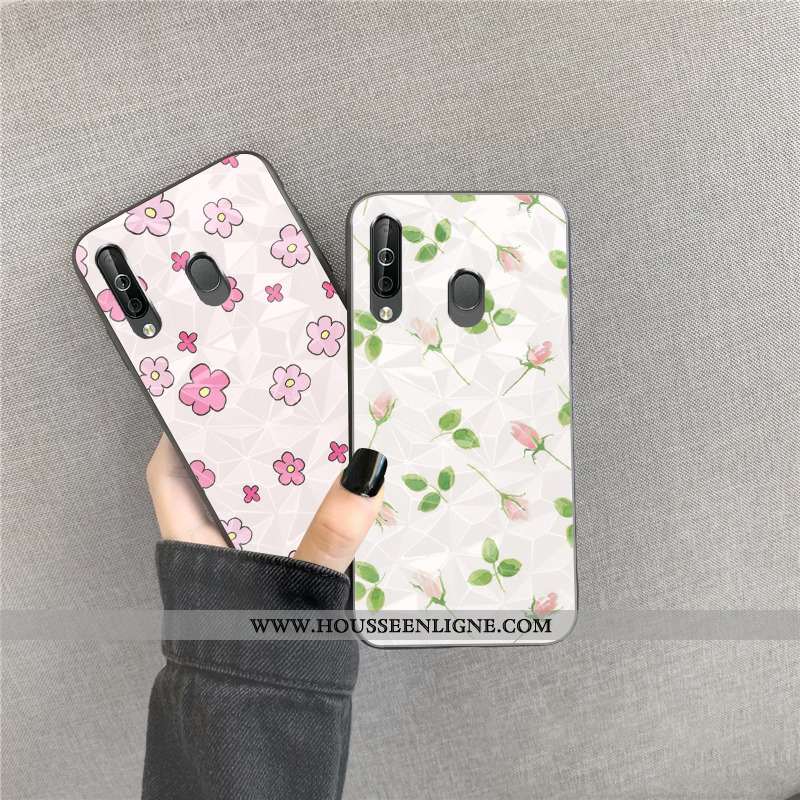 Housse Samsung Galaxy A40s Modèle Fleurie Étui Vert Coque Étoile Téléphone Portable Fleurs Verte
