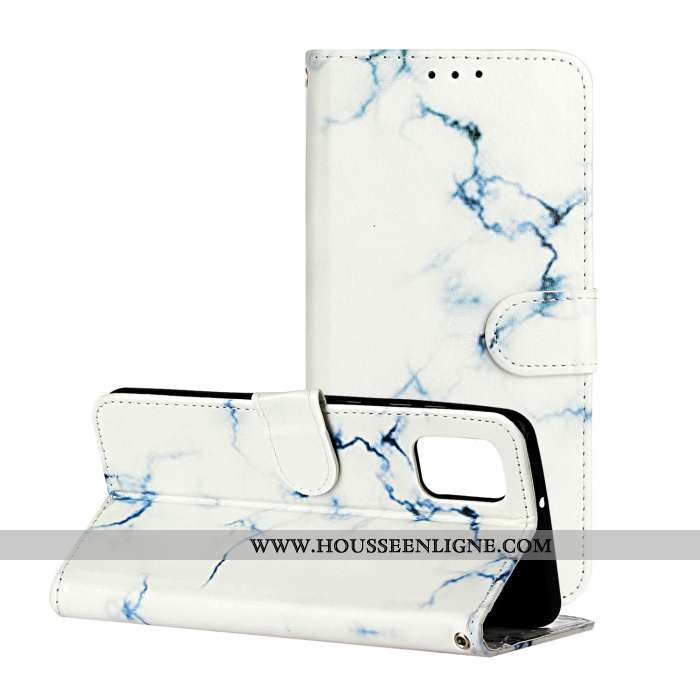 Housse Samsung Galaxy A41 Charmant Tendance Clamshell Protection Étui Cuir Téléphone Portable Blanch