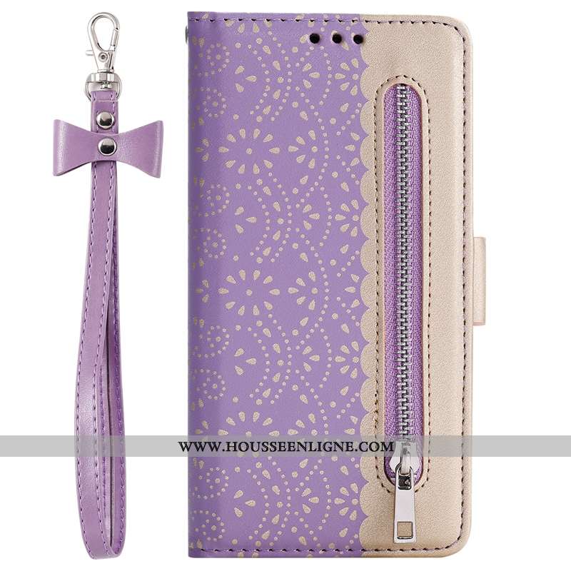 Housse Samsung Galaxy A41 Cuir Fermeture Éclair Rouge Téléphone Portable Étui Étoile Coque Rose