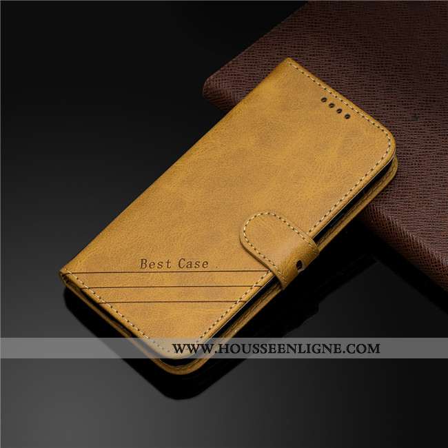 Housse Samsung Galaxy A41 Cuir Protection Tout Compris Coque Étui Téléphone Portable Jaune