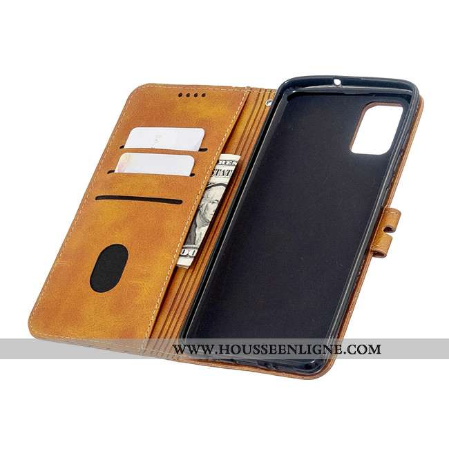 Housse Samsung Galaxy A41 Cuir Protection Tout Compris Coque Étui Téléphone Portable Jaune