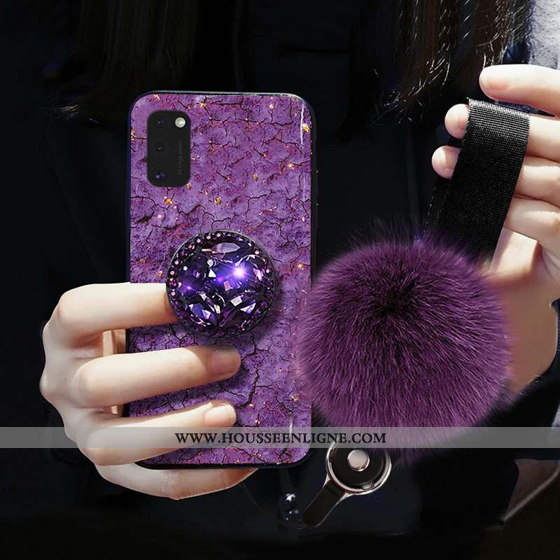 Housse Samsung Galaxy A41 Fluide Doux Mode Modèle Fleurie Incassable Étoile Protection Luxe Violet