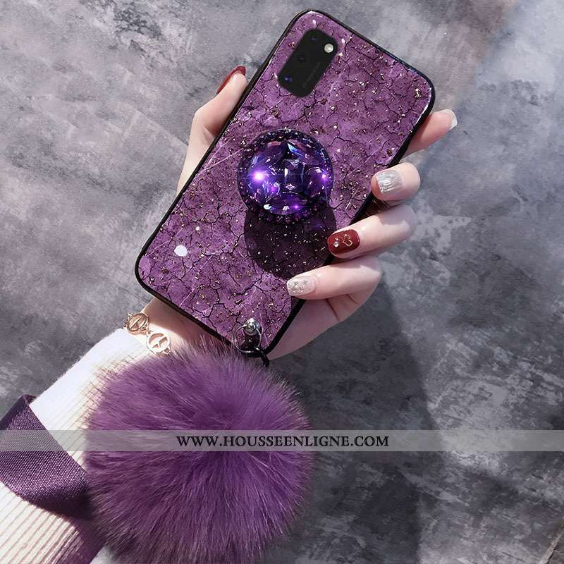 Housse Samsung Galaxy A41 Fluide Doux Mode Modèle Fleurie Incassable Étoile Protection Luxe Violet