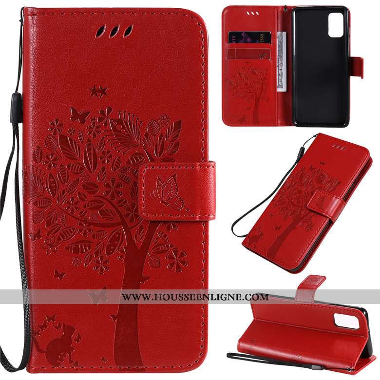 Housse Samsung Galaxy A41 Protection Cuir Étoile Tout Compris Rouge Coque