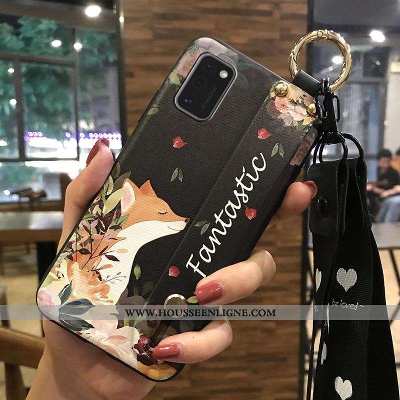 Housse Samsung Galaxy A41 Protection Ornements Suspendus Étoile Support Téléphone Portable Coque Bla