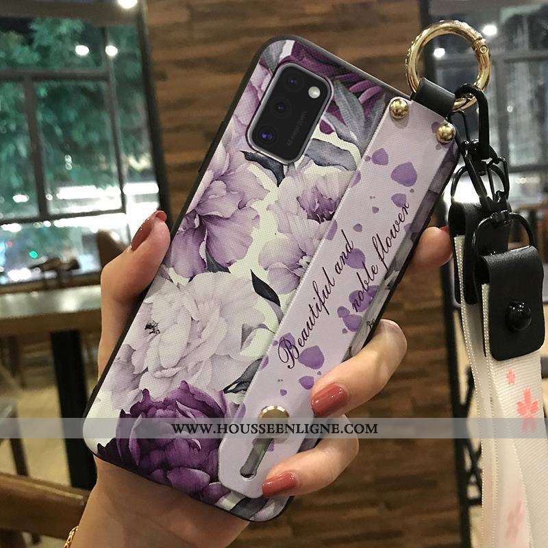 Housse Samsung Galaxy A41 Protection Ornements Suspendus Étoile Support Téléphone Portable Coque Bla