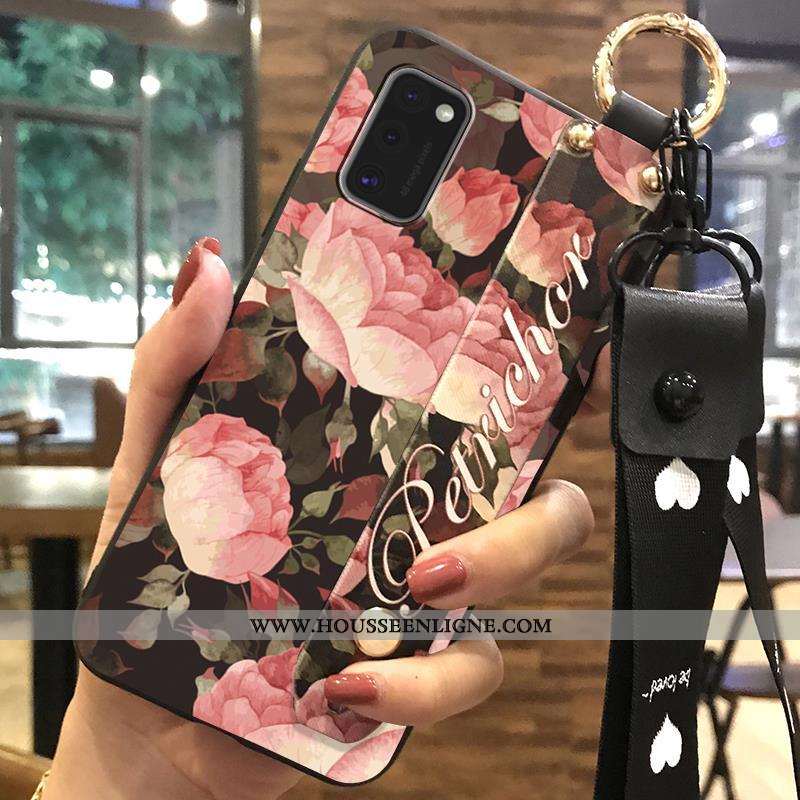 Housse Samsung Galaxy A41 Protection Ornements Suspendus Étoile Support Téléphone Portable Coque Bla