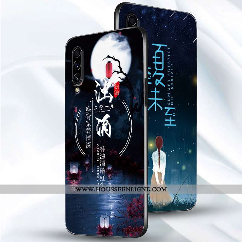 Housse Samsung Galaxy A50 Délavé En Daim Ultra Étui Bleu Marin Silicone Protection Tendance Bleu Fon