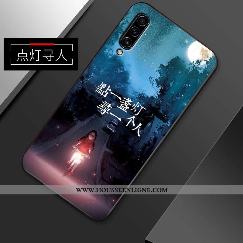 Housse Samsung Galaxy A50 Délavé En Daim Ultra Étui Bleu Marin Silicone Protection Tendance Bleu Fon