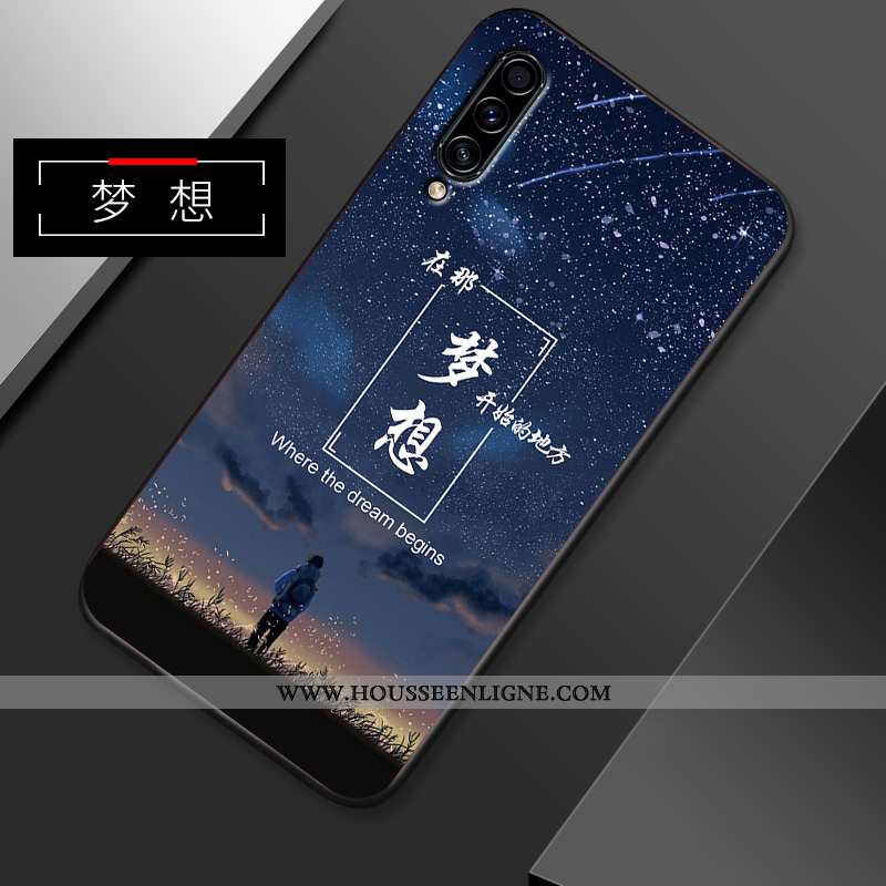 Housse Samsung Galaxy A50 Délavé En Daim Ultra Étui Bleu Marin Silicone Protection Tendance Bleu Fon