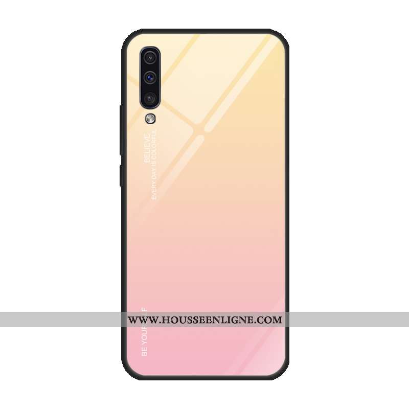 Housse Samsung Galaxy A50 Protection Verre Coque Violet Tempérer Téléphone Portable Couvercle Arrièr