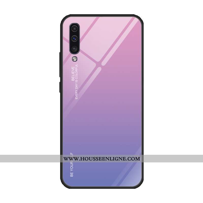 Housse Samsung Galaxy A50 Protection Verre Coque Violet Tempérer Téléphone Portable Couvercle Arrièr