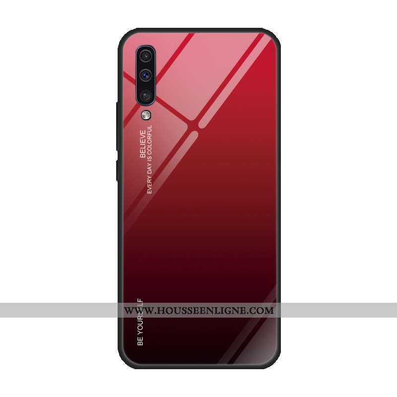 Housse Samsung Galaxy A50 Protection Verre Coque Violet Tempérer Téléphone Portable Couvercle Arrièr