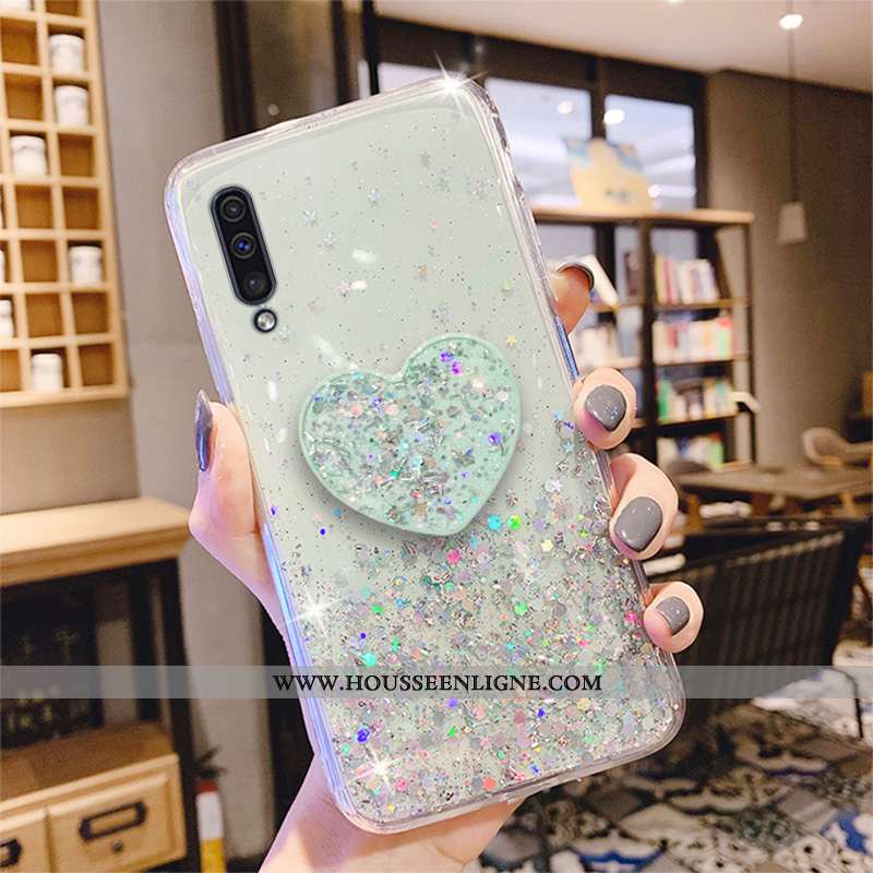 Housse Samsung Galaxy A50 Transparent Protection Étui Incassable Étoile Coque Tout Compris Verte