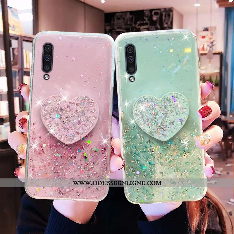 Housse Samsung Galaxy A50 Transparent Protection Étui Incassable Étoile Coque Tout Compris Verte