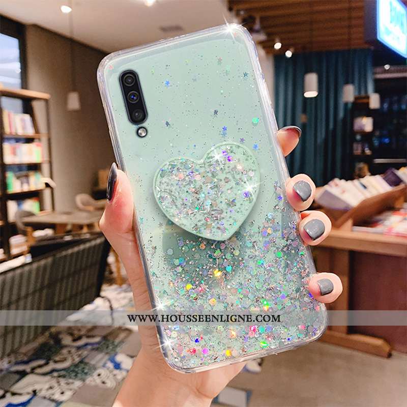 Housse Samsung Galaxy A50 Transparent Protection Étui Incassable Étoile Coque Tout Compris Verte