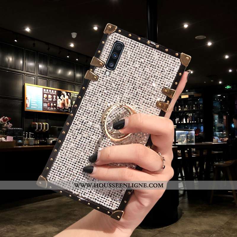 Housse Samsung Galaxy A50 Vintage Tendance Étoile Mode Rose Incruster Strass Nouveau Argent