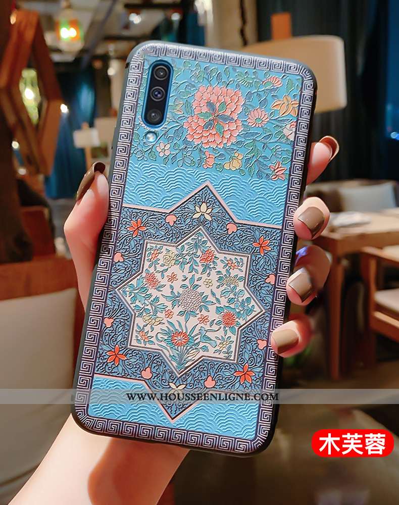 Housse Samsung Galaxy A50 Vintage Ultra Incassable Gaufrage Tout Compris Rouge Style Chinois