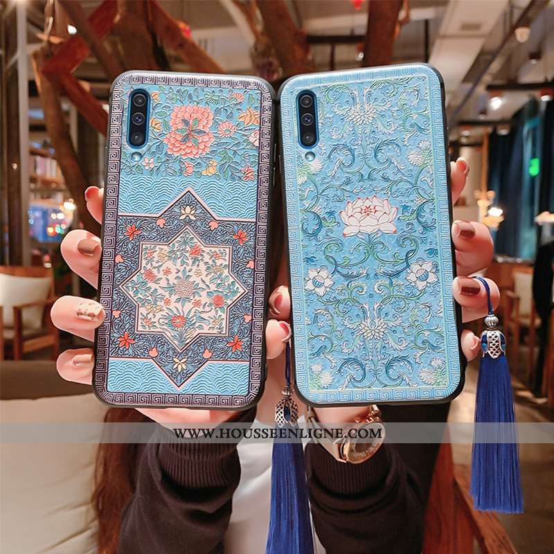 Housse Samsung Galaxy A50 Vintage Ultra Incassable Gaufrage Tout Compris Rouge Style Chinois