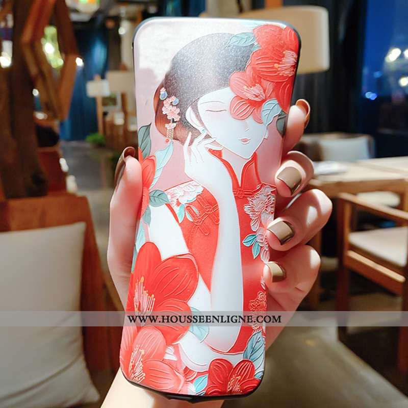 Housse Samsung Galaxy A50 Vintage Ultra Incassable Gaufrage Tout Compris Rouge Style Chinois