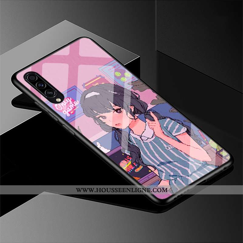 Housse Samsung Galaxy A50s Charmant Silicone Frais Étui Incassable Tout Compris Verre Violet