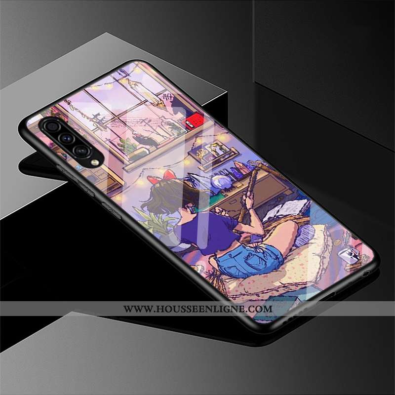 Housse Samsung Galaxy A50s Charmant Silicone Frais Étui Incassable Tout Compris Verre Violet