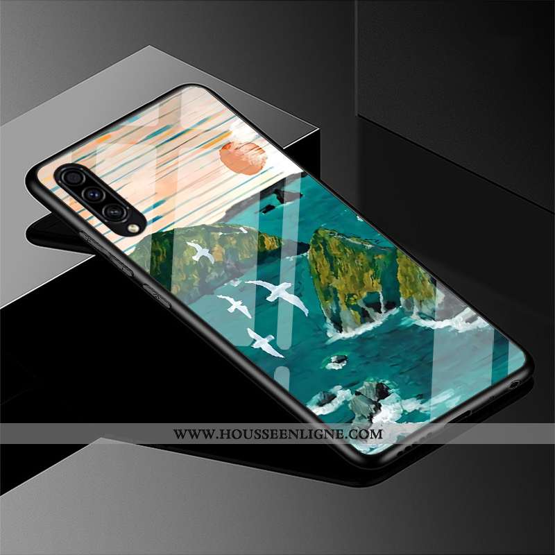 Housse Samsung Galaxy A50s Charmant Silicone Frais Étui Incassable Tout Compris Verre Violet