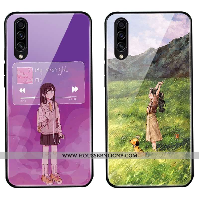 Housse Samsung Galaxy A50s Charmant Silicone Frais Étui Incassable Tout Compris Verre Violet