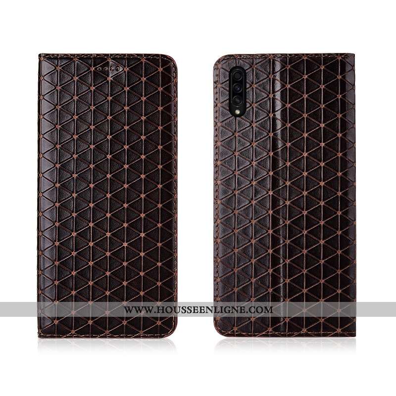 Housse Samsung Galaxy A50s Fluide Doux Silicone Cuir Étoile Délavé En Daim Protection Marron