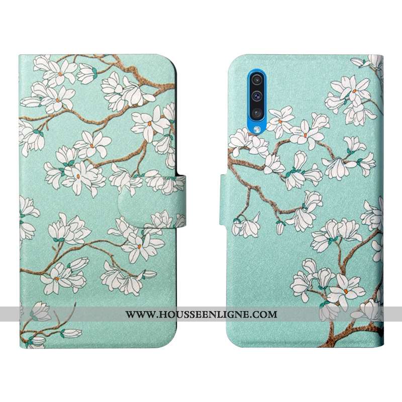 Housse Samsung Galaxy A50s Personnalité Créatif Simple Protection Étui Fluide Doux Verte