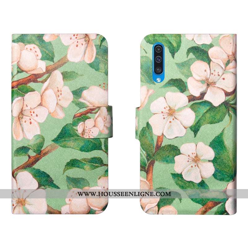 Housse Samsung Galaxy A50s Personnalité Créatif Simple Protection Étui Fluide Doux Verte