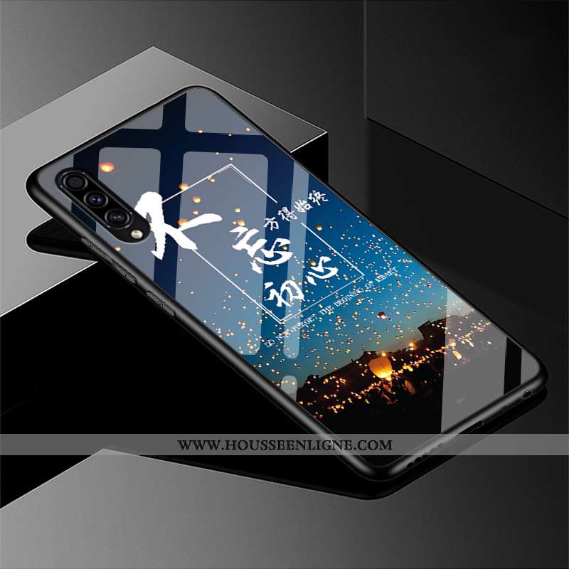 Housse Samsung Galaxy A50s Verre Personnalité Tout Compris Coque Bleu Marin Paysage Incassable Bleu 