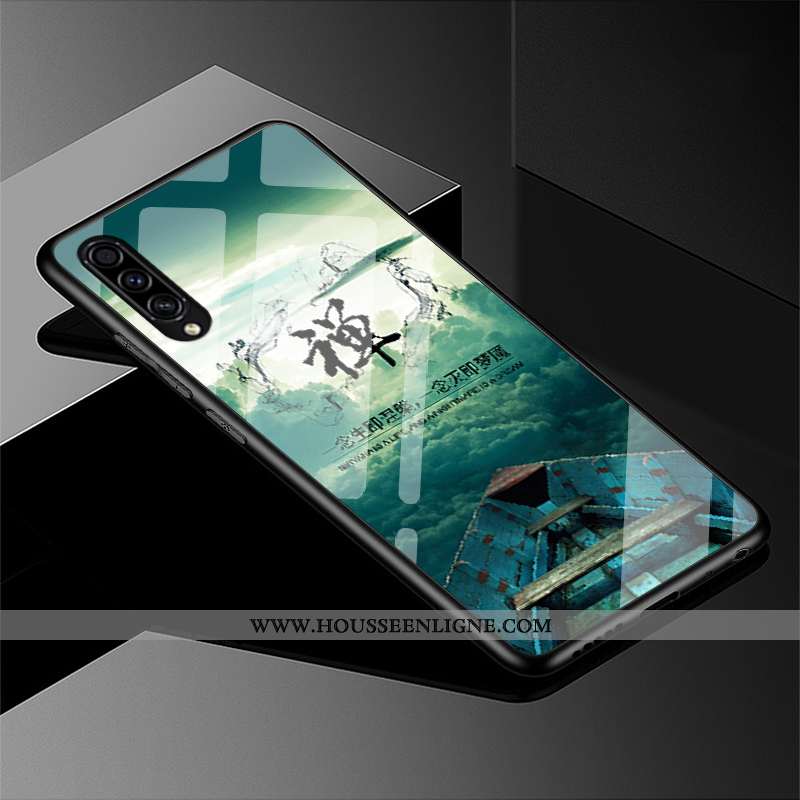 Housse Samsung Galaxy A50s Verre Personnalité Tout Compris Coque Bleu Marin Paysage Incassable Bleu 