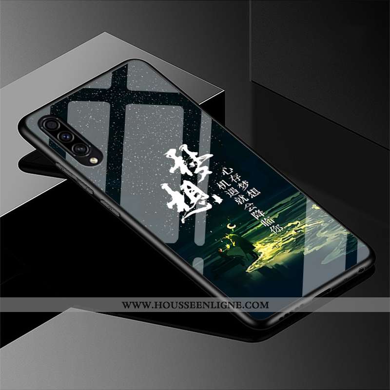 Housse Samsung Galaxy A50s Verre Personnalité Tout Compris Coque Bleu Marin Paysage Incassable Bleu 