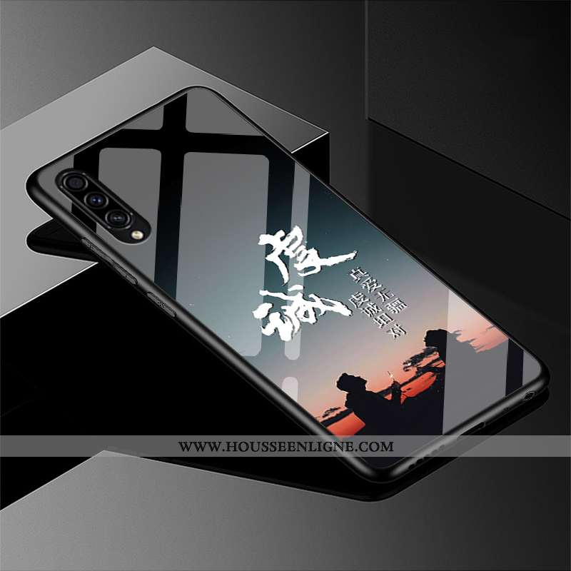 Housse Samsung Galaxy A50s Verre Personnalité Tout Compris Coque Bleu Marin Paysage Incassable Bleu 