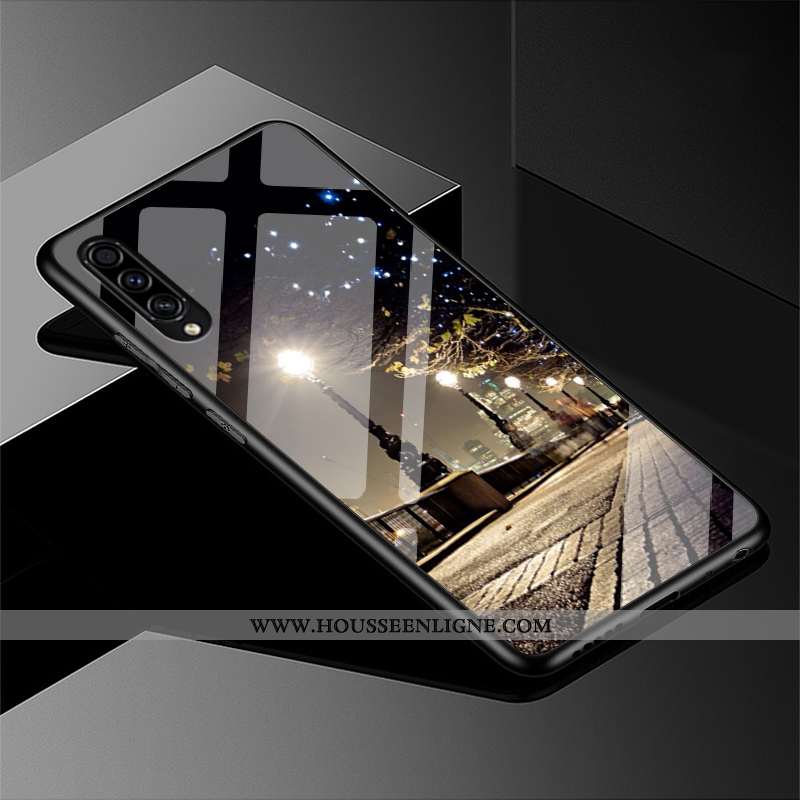 Housse Samsung Galaxy A50s Verre Personnalité Tout Compris Coque Bleu Marin Paysage Incassable Bleu 