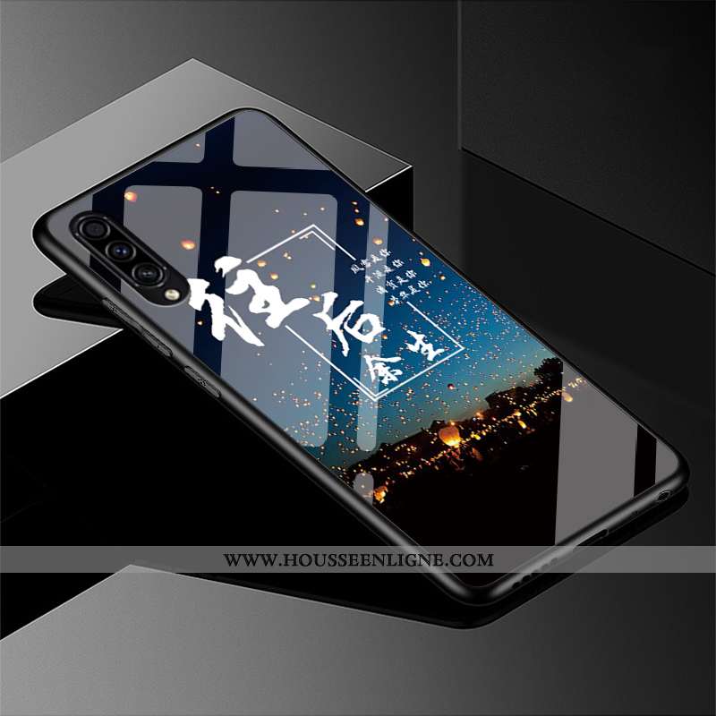 Housse Samsung Galaxy A50s Verre Personnalité Tout Compris Coque Bleu Marin Paysage Incassable Bleu 