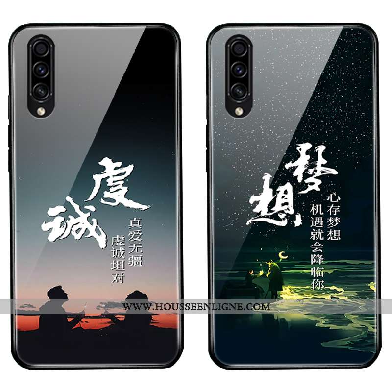Housse Samsung Galaxy A50s Verre Personnalité Tout Compris Coque Bleu Marin Paysage Incassable Bleu 