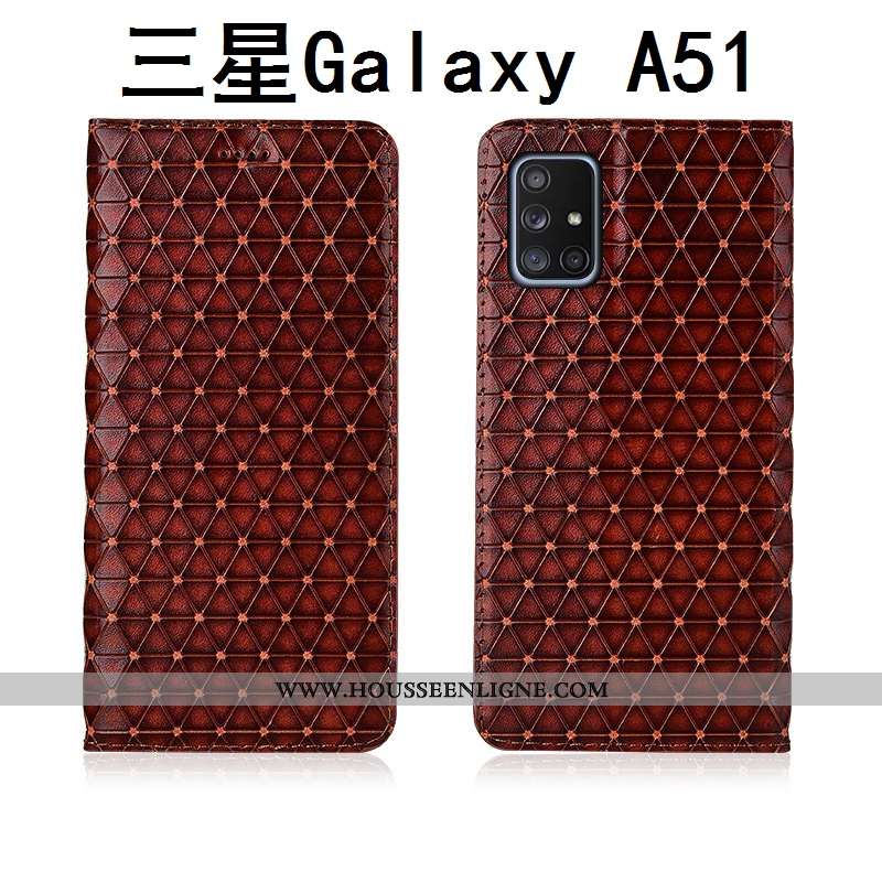 Housse Samsung Galaxy A51 Cuir Silicone Étui Délavé En Daim Véritable Incassable Coque Téléphone Por