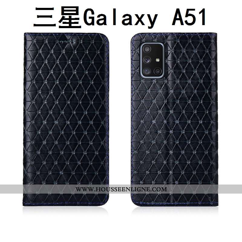 Housse Samsung Galaxy A51 Cuir Silicone Étui Délavé En Daim Véritable Incassable Coque Téléphone Por