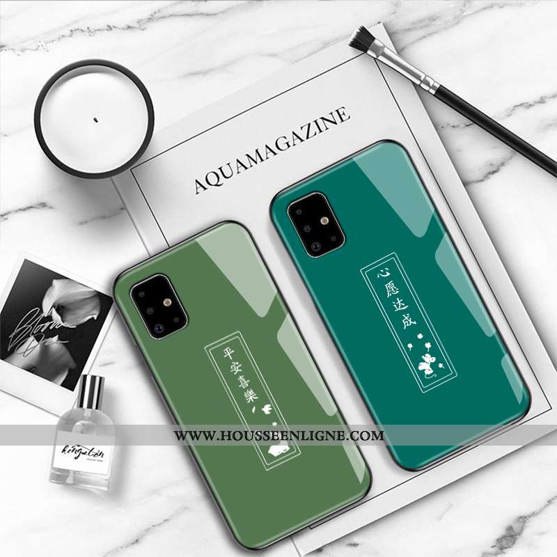 Housse Samsung Galaxy A51 Fluide Doux Mode Coque Créatif Étui Incassable Style Chinois Verte
