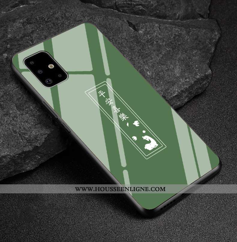 Housse Samsung Galaxy A51 Fluide Doux Mode Coque Créatif Étui Incassable Style Chinois Verte