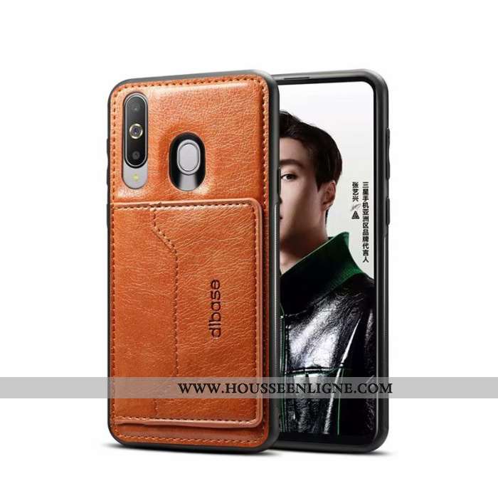 Housse Samsung Galaxy A60 Cuir Noir Placage Coque Étoile Téléphone Portable Tout Compris