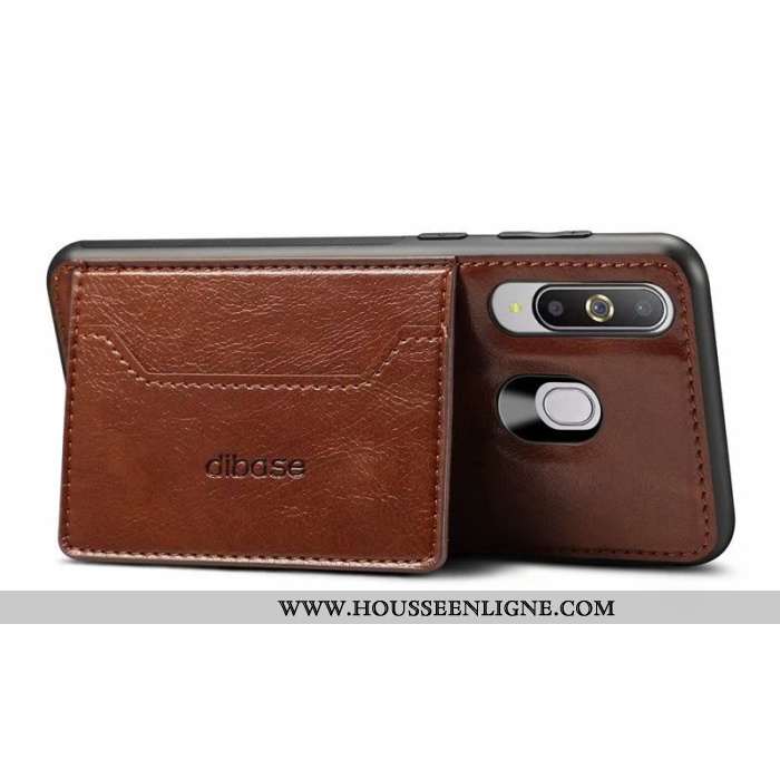 Housse Samsung Galaxy A60 Cuir Noir Placage Coque Étoile Téléphone Portable Tout Compris