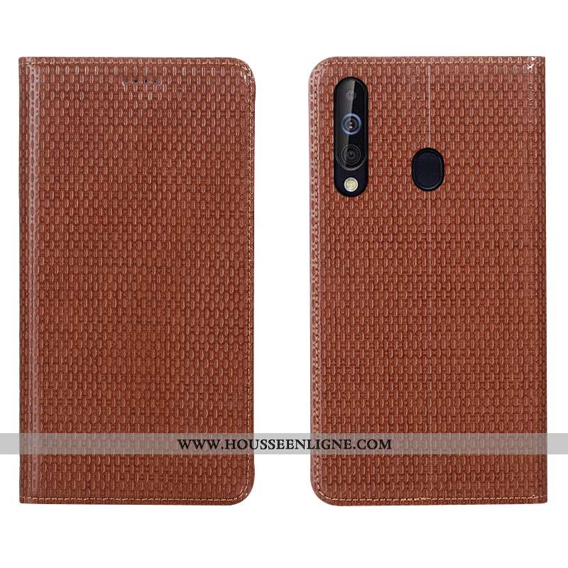 Housse Samsung Galaxy A60 Cuir Véritable Cuir Étoile Téléphone Portable Modèle Fleurie Coque Étui Ma