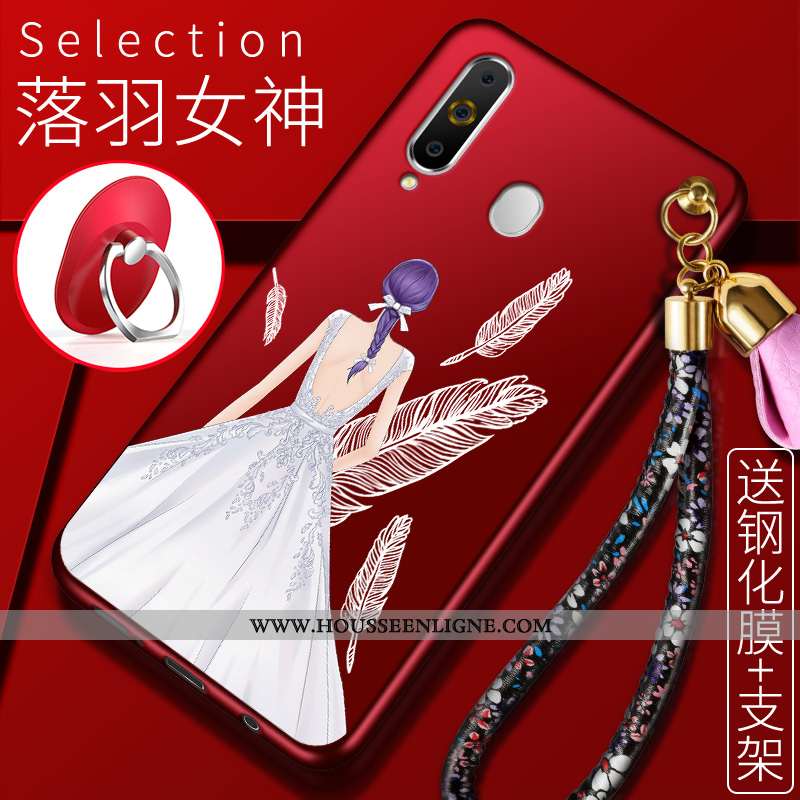 Housse Samsung Galaxy A60 Fluide Doux Protection Étui Incassable Étoile Coque Rouge