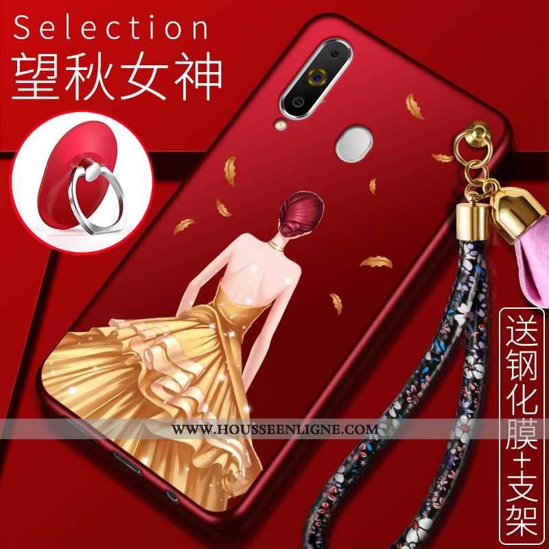 Housse Samsung Galaxy A60 Fluide Doux Protection Étui Incassable Étoile Coque Rouge