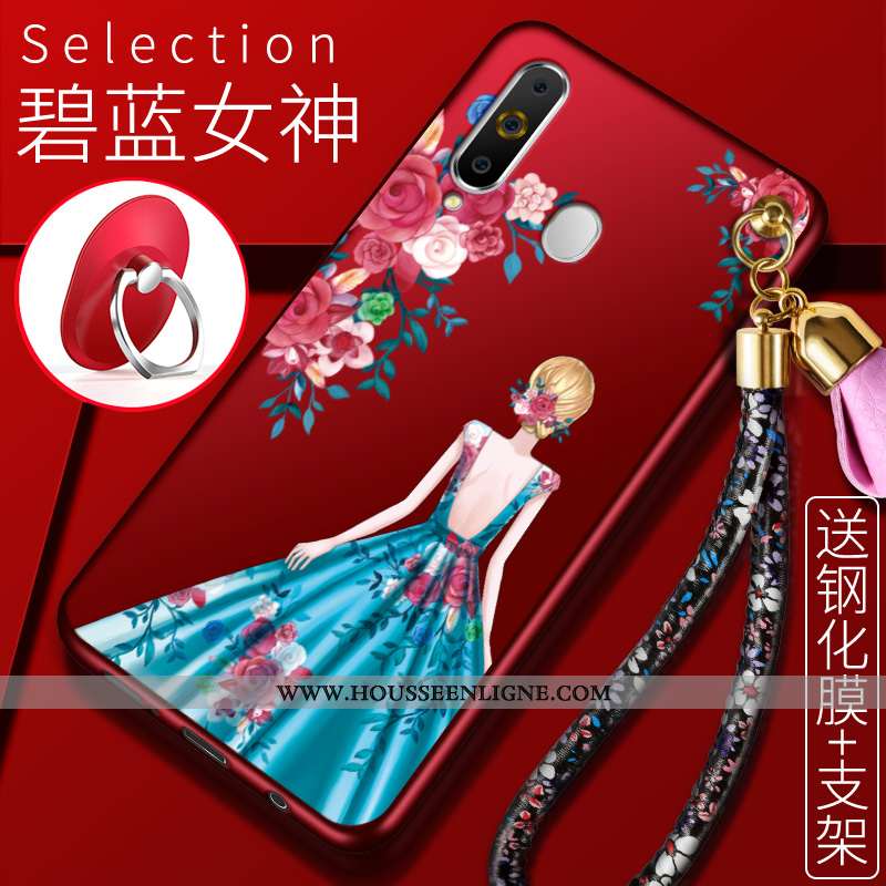 Housse Samsung Galaxy A60 Fluide Doux Protection Étui Incassable Étoile Coque Rouge
